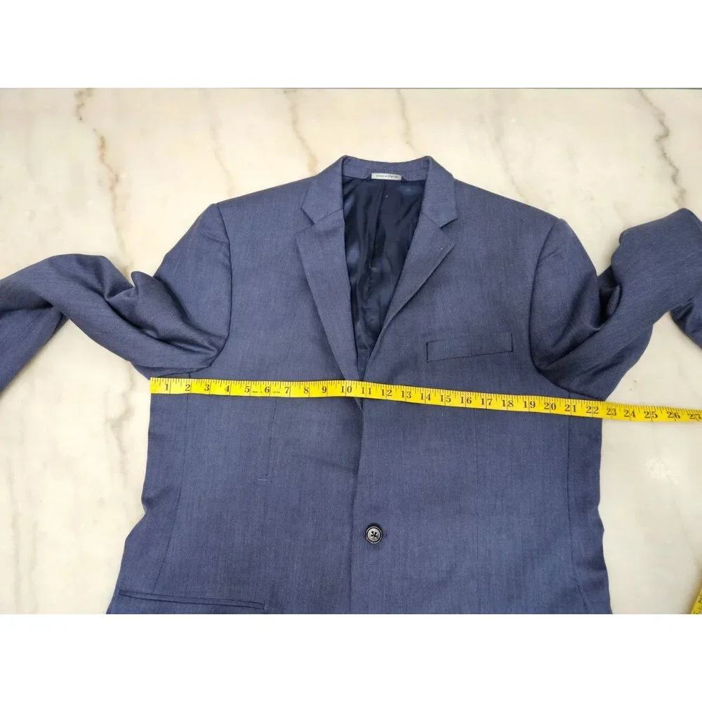 Ralph Lauren Blue Silk Wool Blend Sport Coat Blazer Suit Jacket Men's 42L